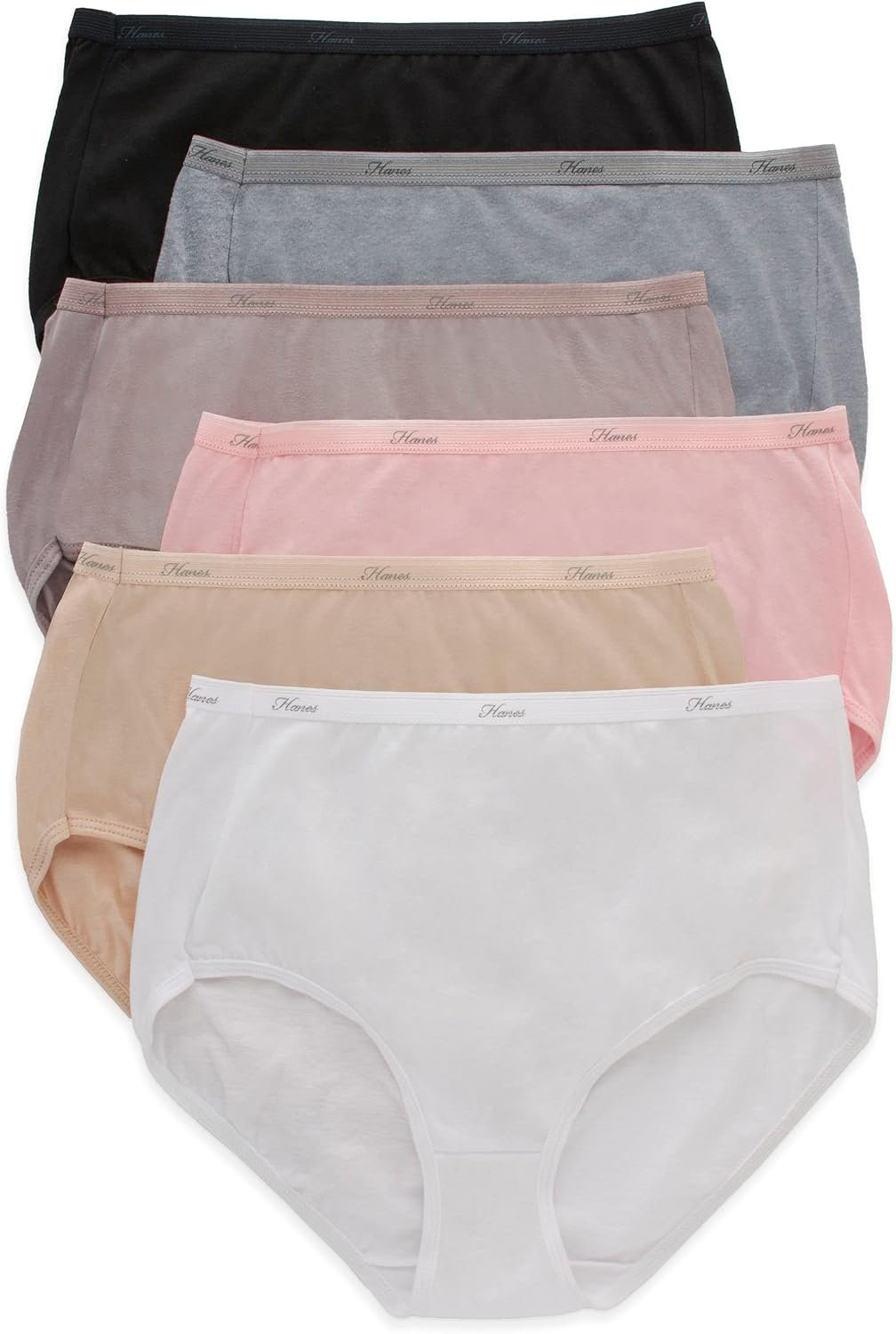 Hanes women’s Hi-Cut Panties Pack, Lightweight Cotton Hi-Cuts, 6-Pack (Retired, Colors May Vary)