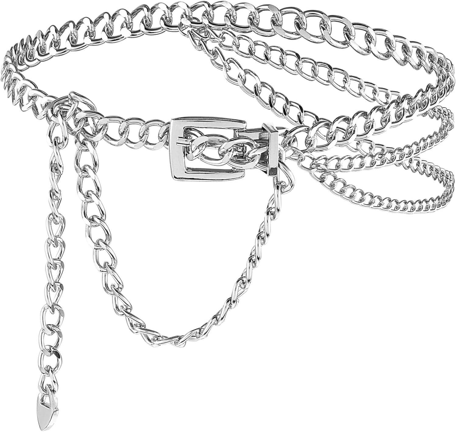 Chain Belts for Women, Adjustable Metal Waist Chain, Multilayer Belt Chains for Womens Girls Dresses Jeans Skirts