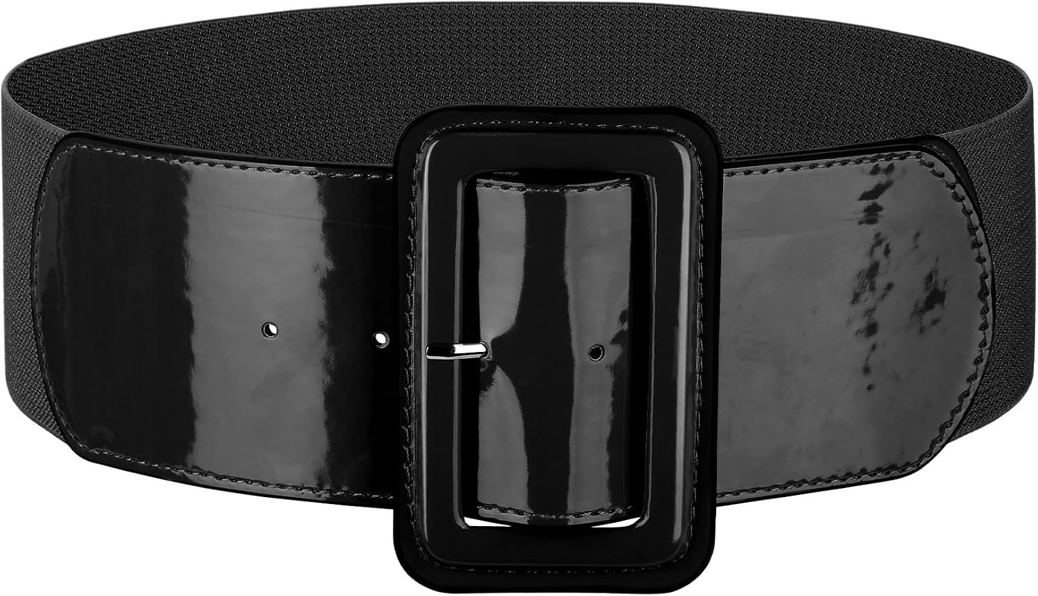 JASGOOD Women Wide Stretchy Belt Vintage Elastic Waist Belt for Dresses Fashion Ladies Waist Belt with Patent Square Buckle