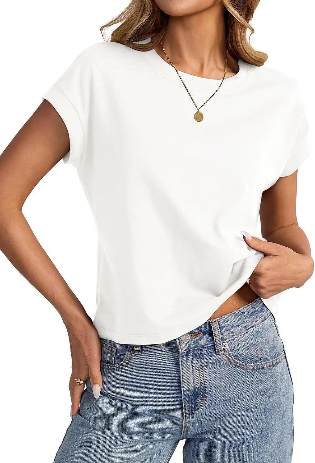 EasyGala Womens Cap Sleeve Crop Tops Cotton T Shirts Crewneck Loose Fit Short Sleeves Tee Summer Fashion Clothes 2026