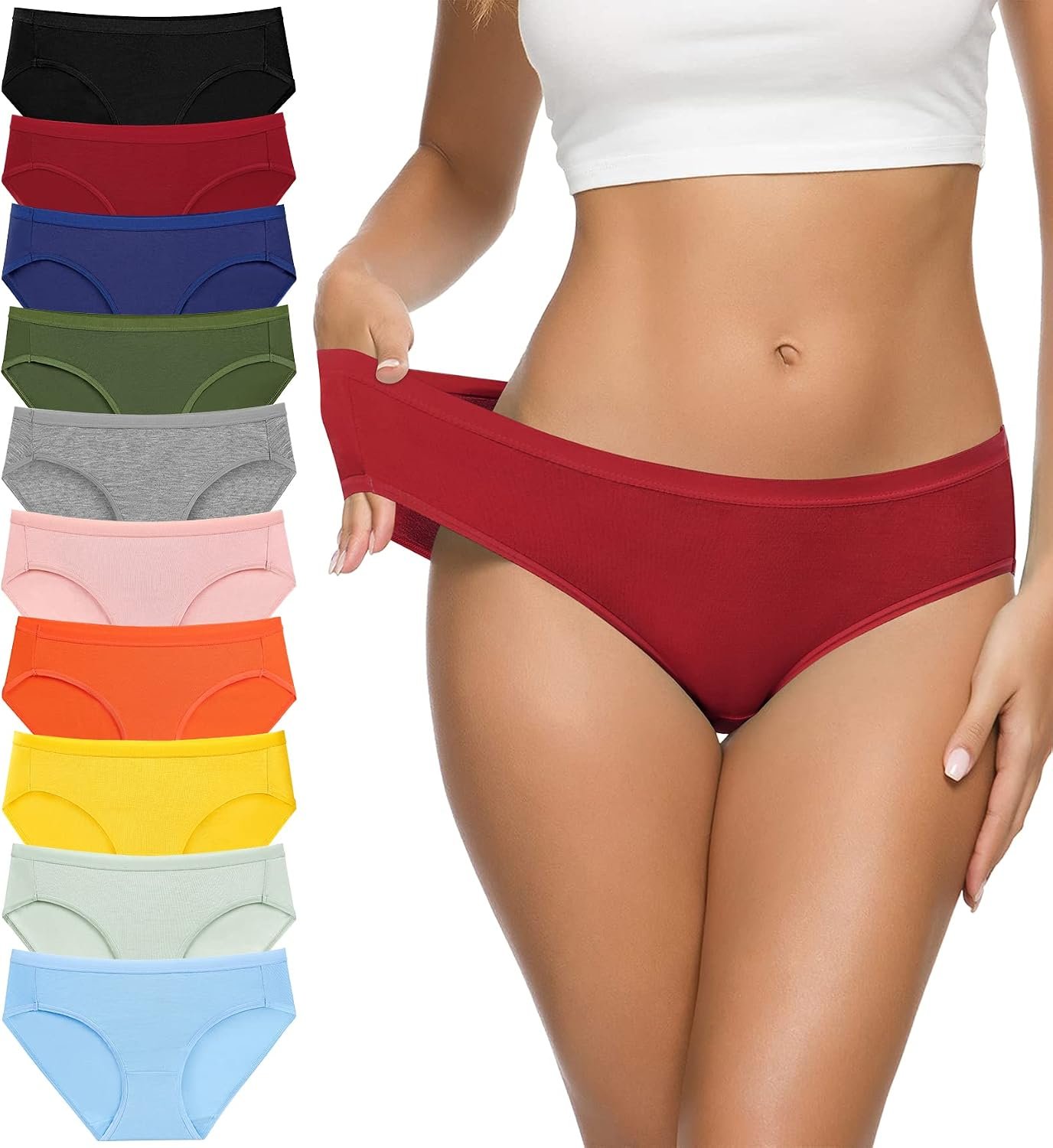 Eiggam Women’s Cotton Bikini Panties,High-Cut Full Coverage Stretch Cool Underwear for Women