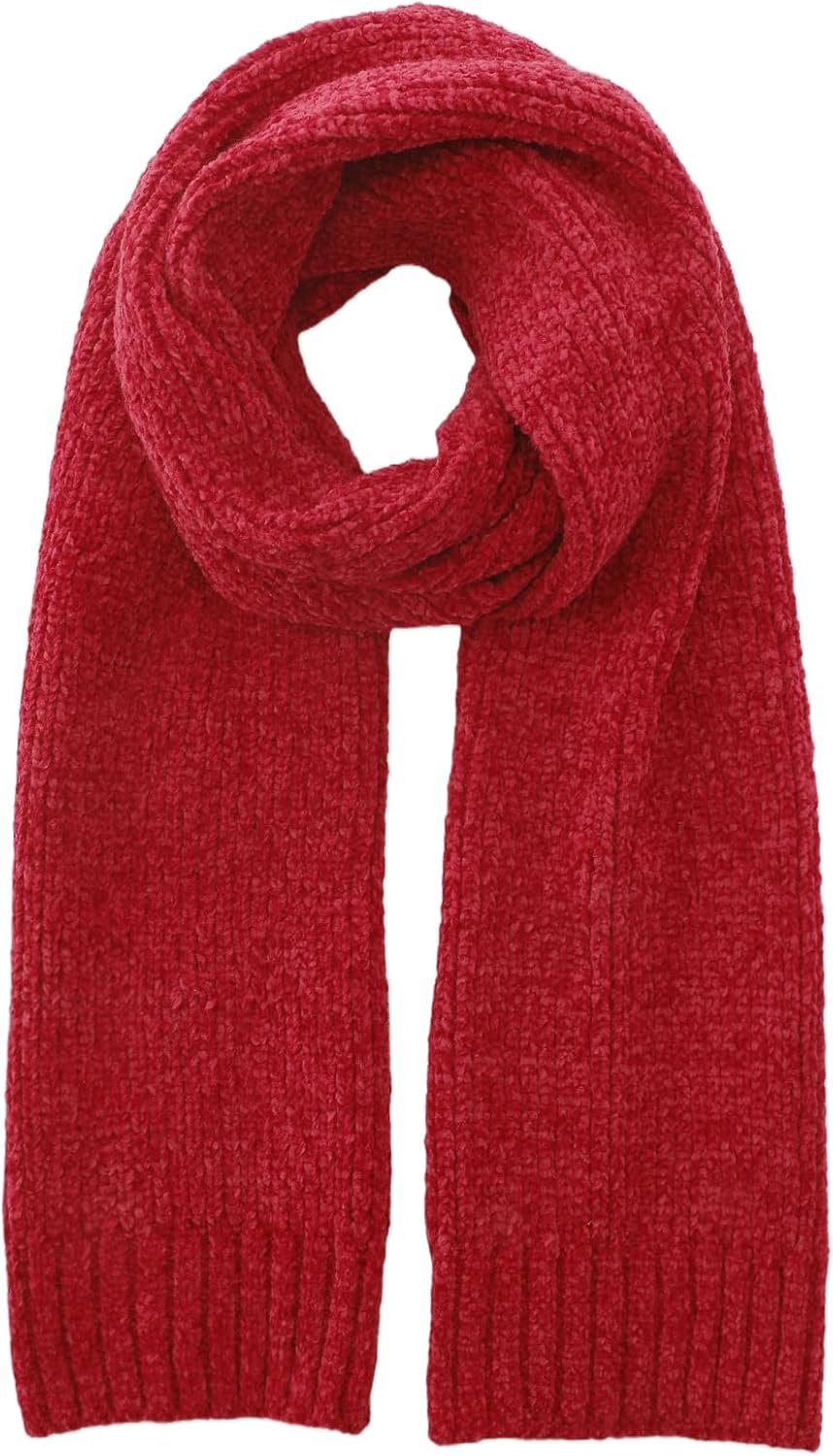 Pleneal Scarf for Women,Soft Chenille Winter Scarves, Womens Warm Thick Scarf for Cold Weather, Red