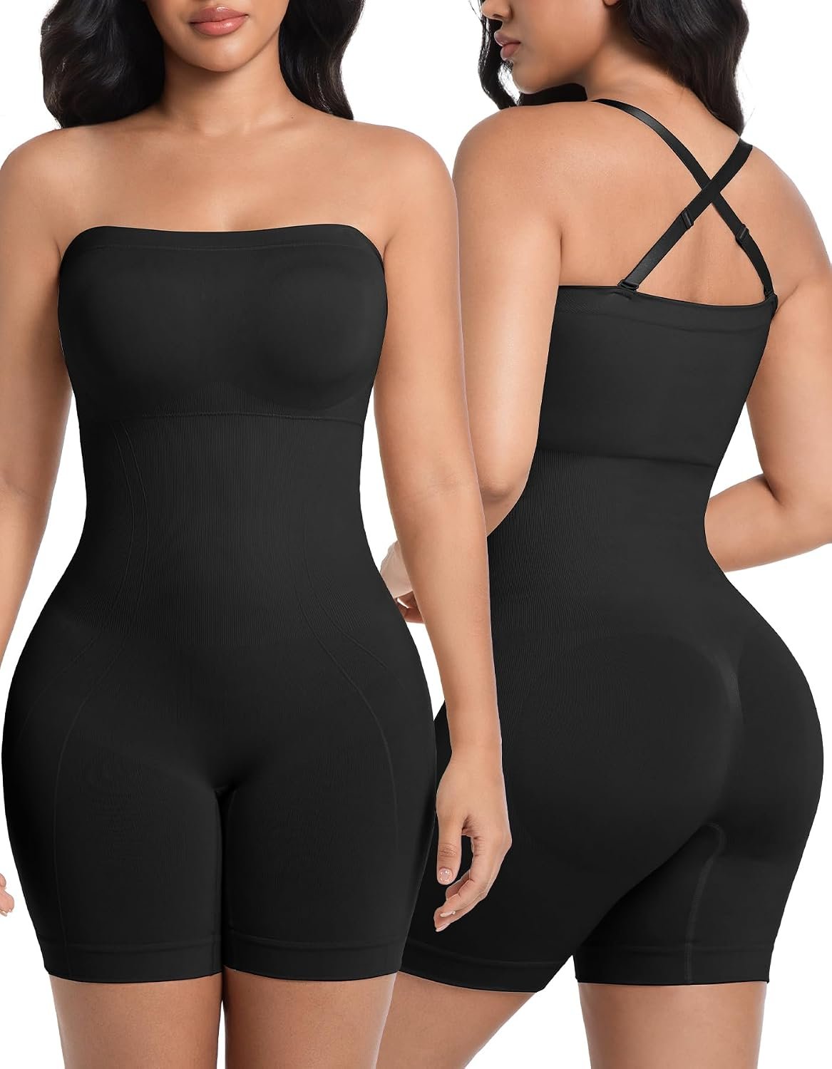 SIMIYA Shapewear Bodysuits Built in Bra, Tummy Control Strapless/strap Top for Women, Full Body Shaper Seamless Waist Trainer