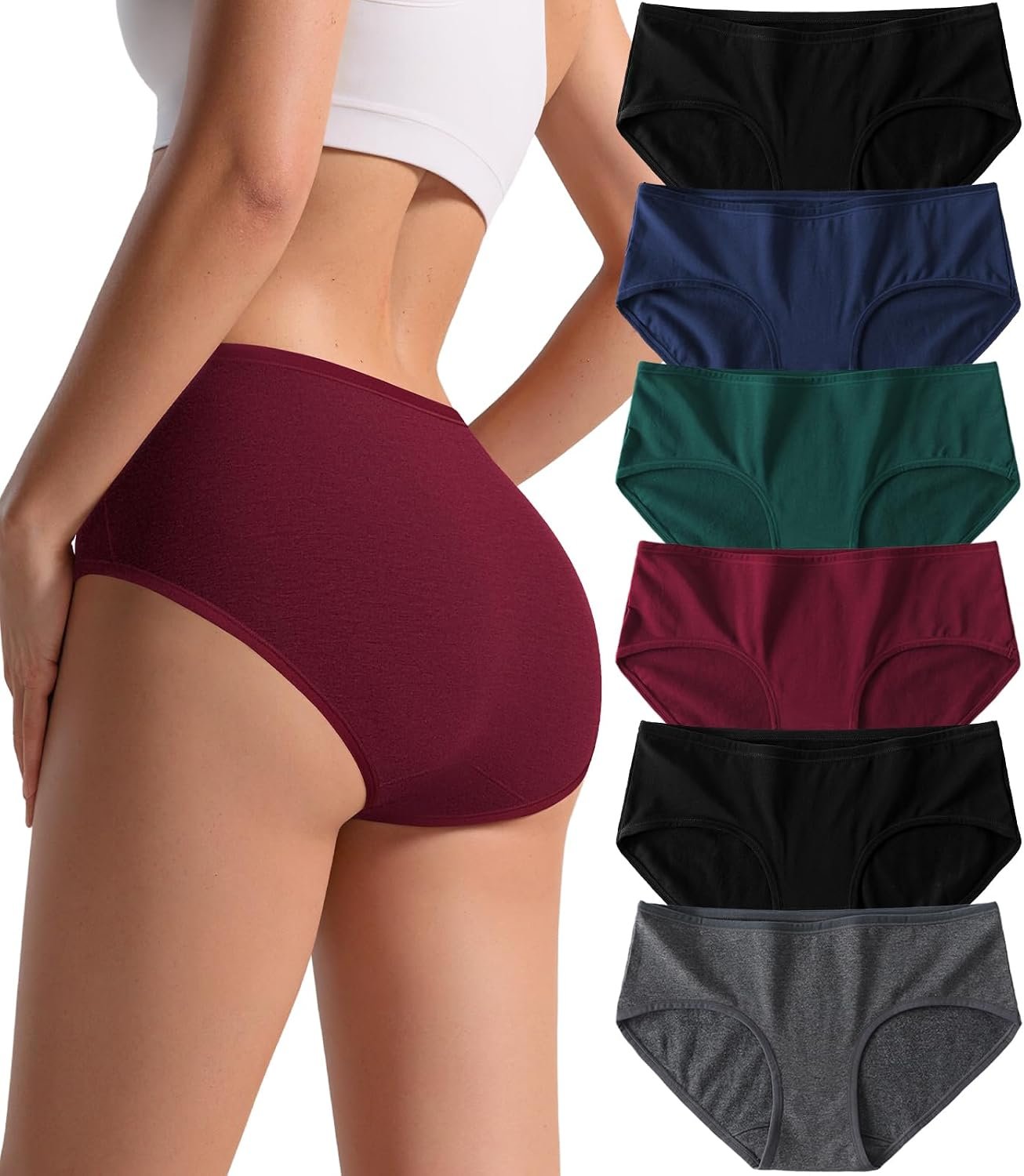 Cotton Hipster Panties Women: 6-Pack Soft Full Coverage Mid Rise Underwear for Everyday Comfort