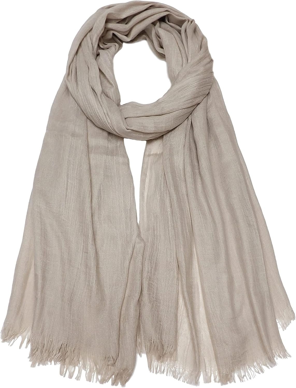 Women Summer Scarfs Lightweight Large Long Gauze Shawl Linen Beach Wrap Plain 75”×43”