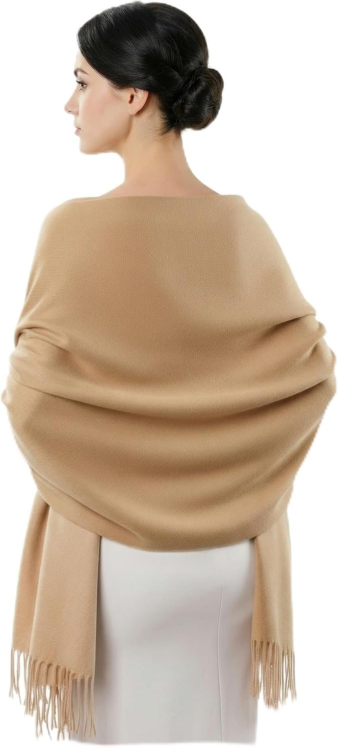 Winter-Scarf for Women Soft-Warm Plush-Shawl-Wrap with Tassels Oversized Cold-Weather-Scarves (78 x 26 Inches)