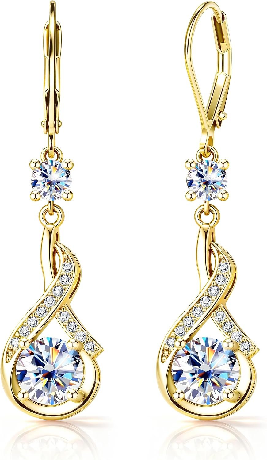 Moissanite Dangle Earrings for Women Silver Moissanite Dangle Earrings 2.6ct D Color Cut Lab Created Leverback Silver Drop Earring for Women Jewelry Gifts