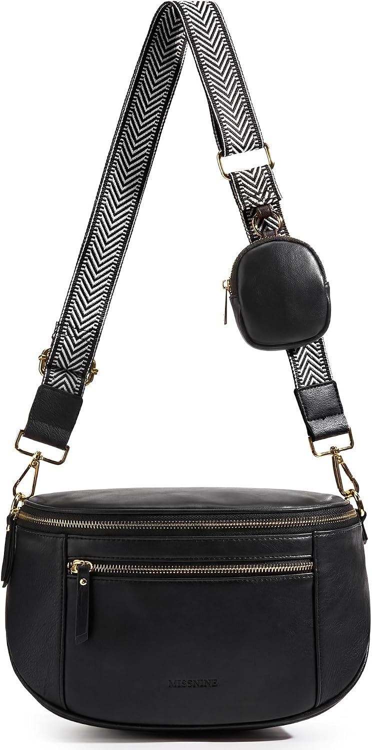 Missnine Cross Body Purse, Leather Medium Crossbody Bags for Women Travel Purse, Shoulder Handbag with RFID Blocking Slots