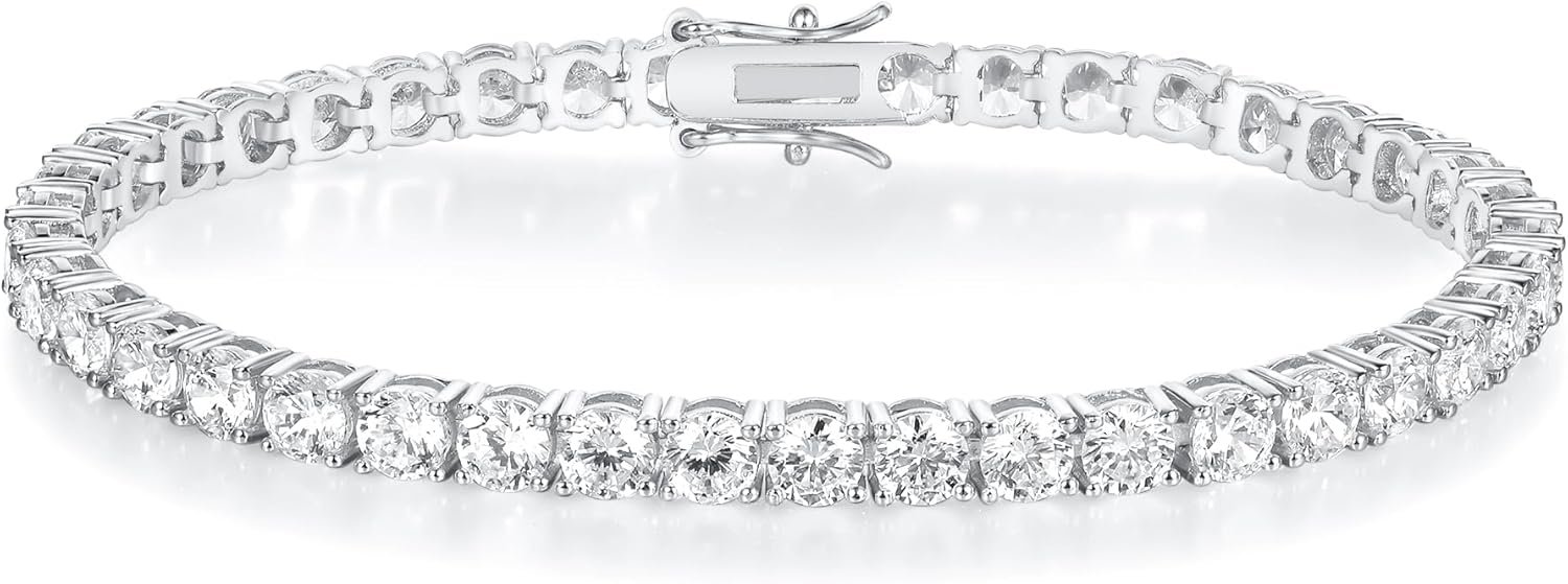 Gemsme 18K White/Yellow Gold Plated 3.0 Cubic Zirconia Classic Tennis Bracelet for Women and Men 6-9 Inches