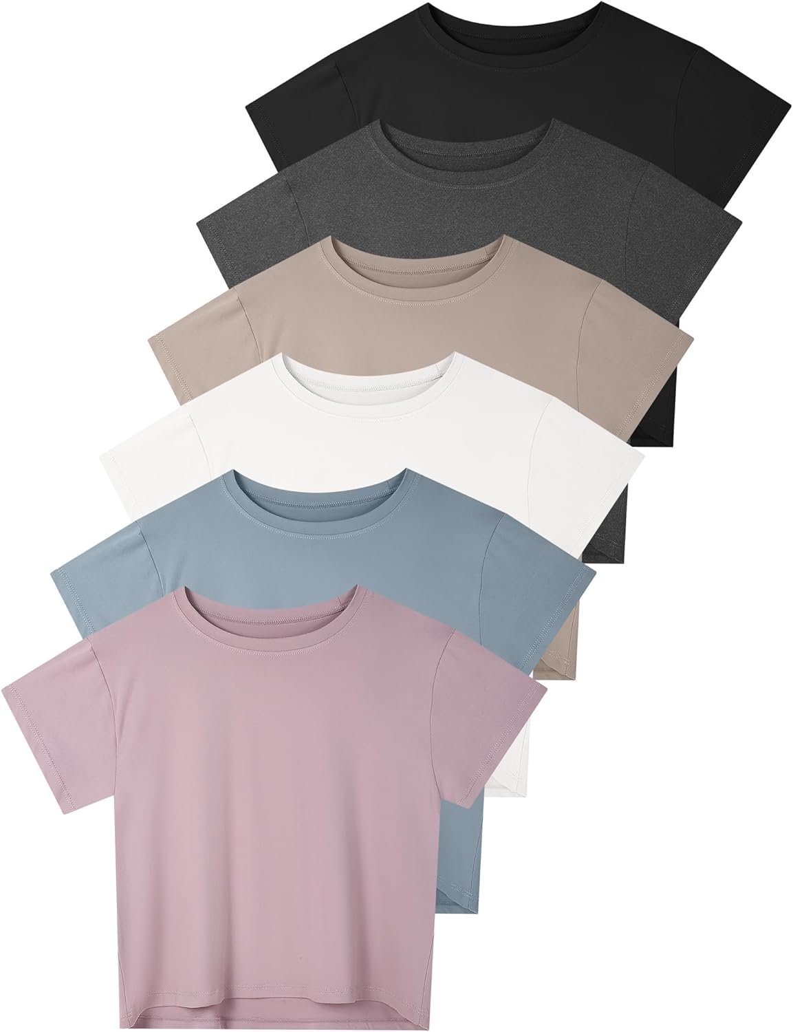 Dalavch 4/6 Pack Women’s Crop Top Short Sleeve Athletic Workout Yoga Running Gym Casual Tees T-Shirts Loose Fit