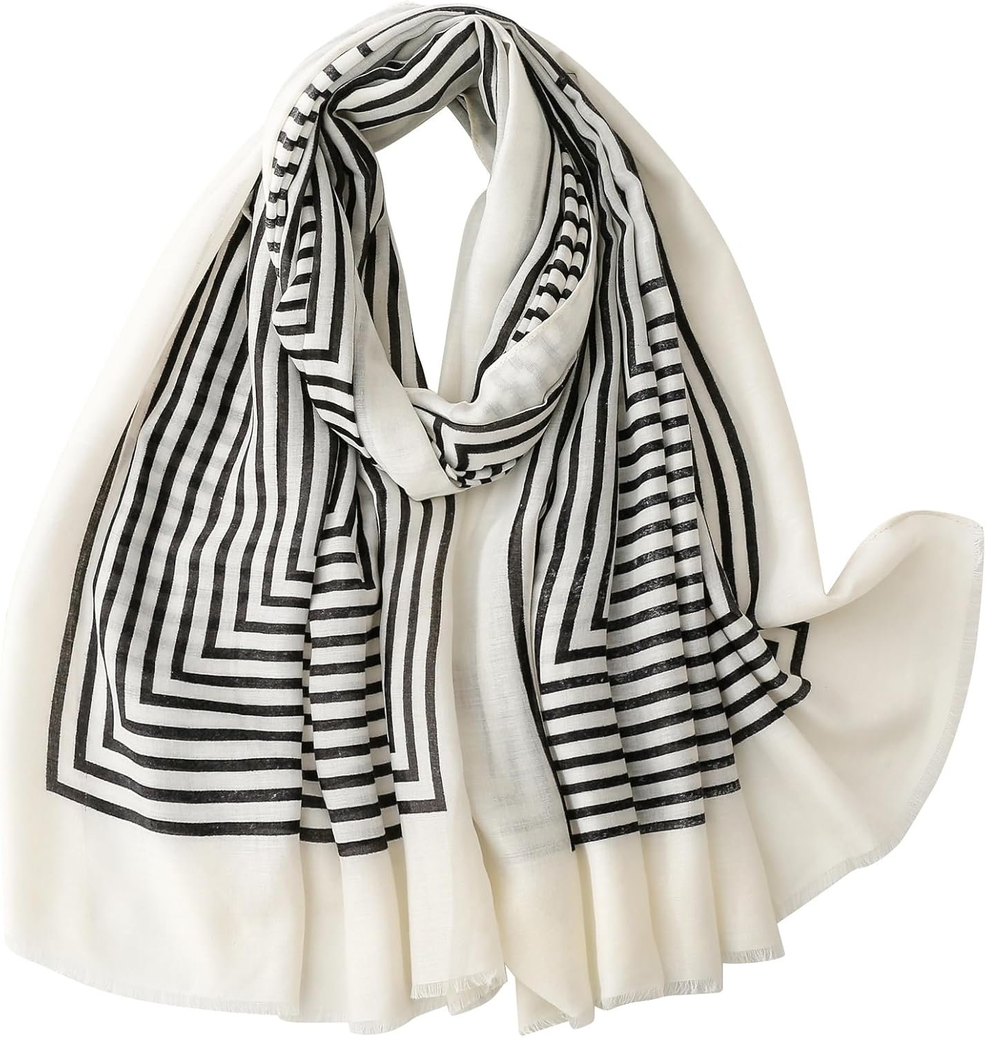 WaJuemy Travel Boho Scarf for Women Casual Lightweight Pashmina Scarves Fashion Multicolor Shawl Wraps with Fringed Beads