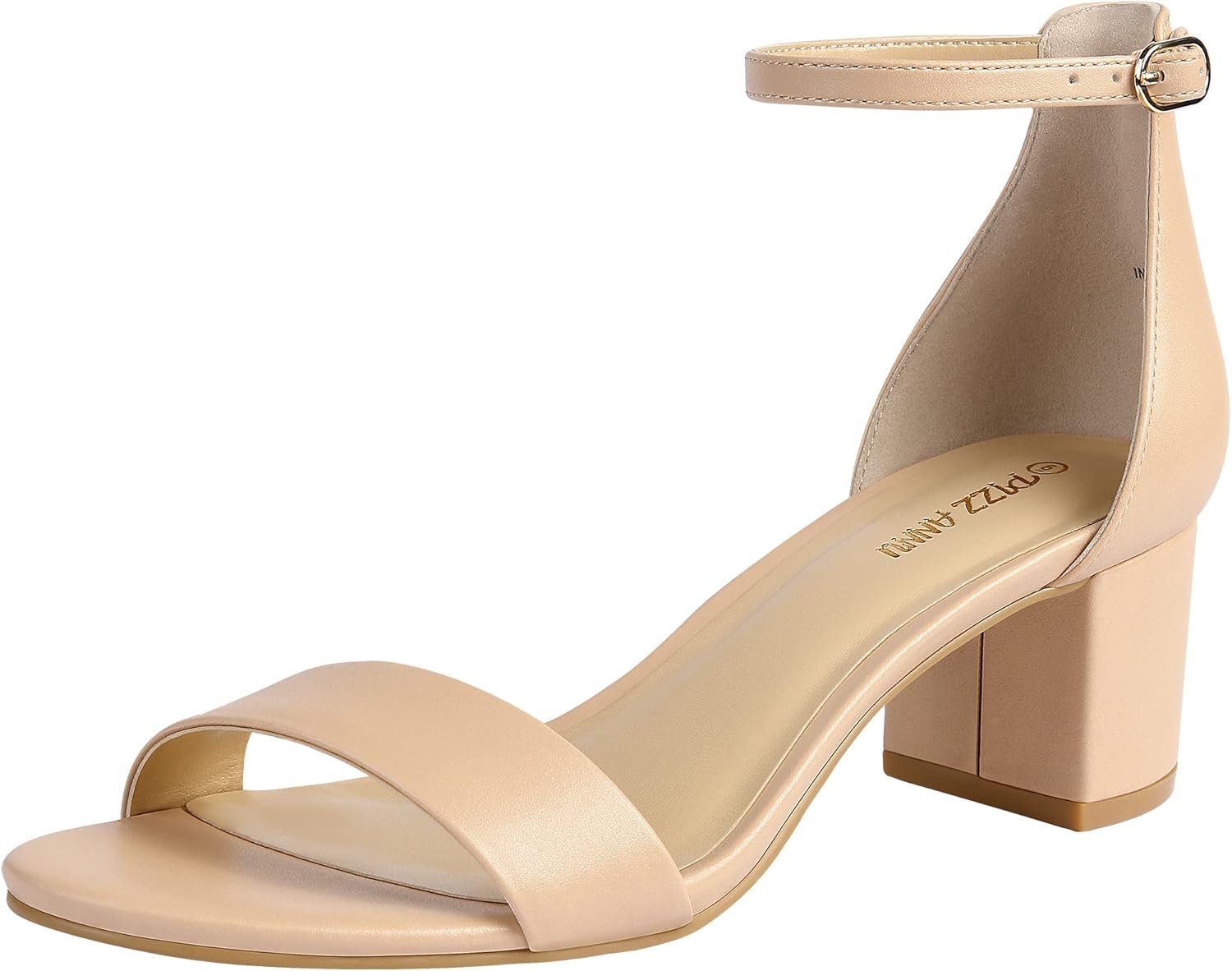 PIZZ ANNU Women’s Low Block Chunky Heels Sandals Comfortable Open Toe Ankle Strap Party Dress Pump Shoes Strappy Buckle Heeled Sandal with 2 Inches Tall Thick Heel Design