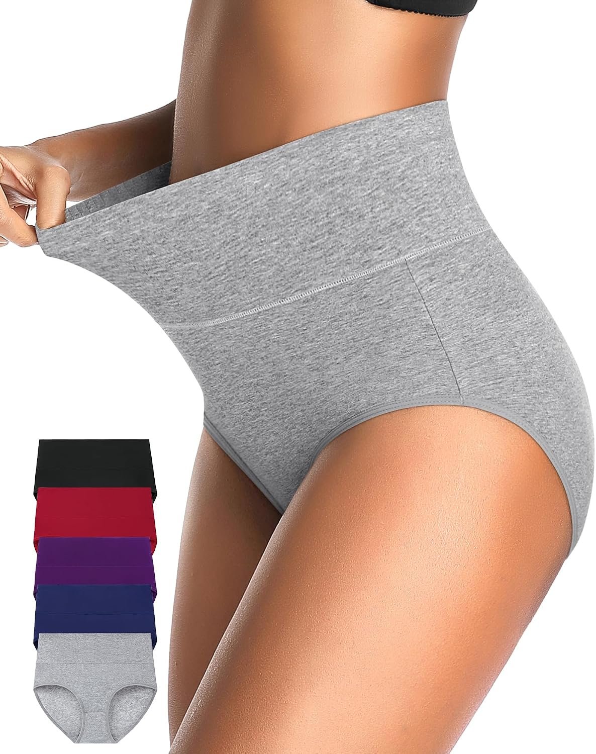 CULAYII Tummy Control Underwear for Women High Waisted Panties Full Coverage Cotton Postpartum Briefs Stretch Ladies Undies