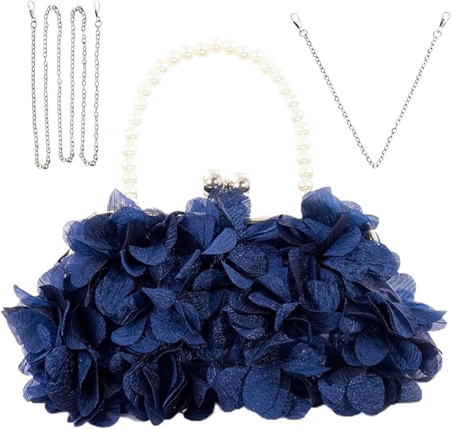 JAMBHALA Women Elegant Evening Purse, Small Floral Clutch Bag with Detachable Chain for Wedding, Party, Prom