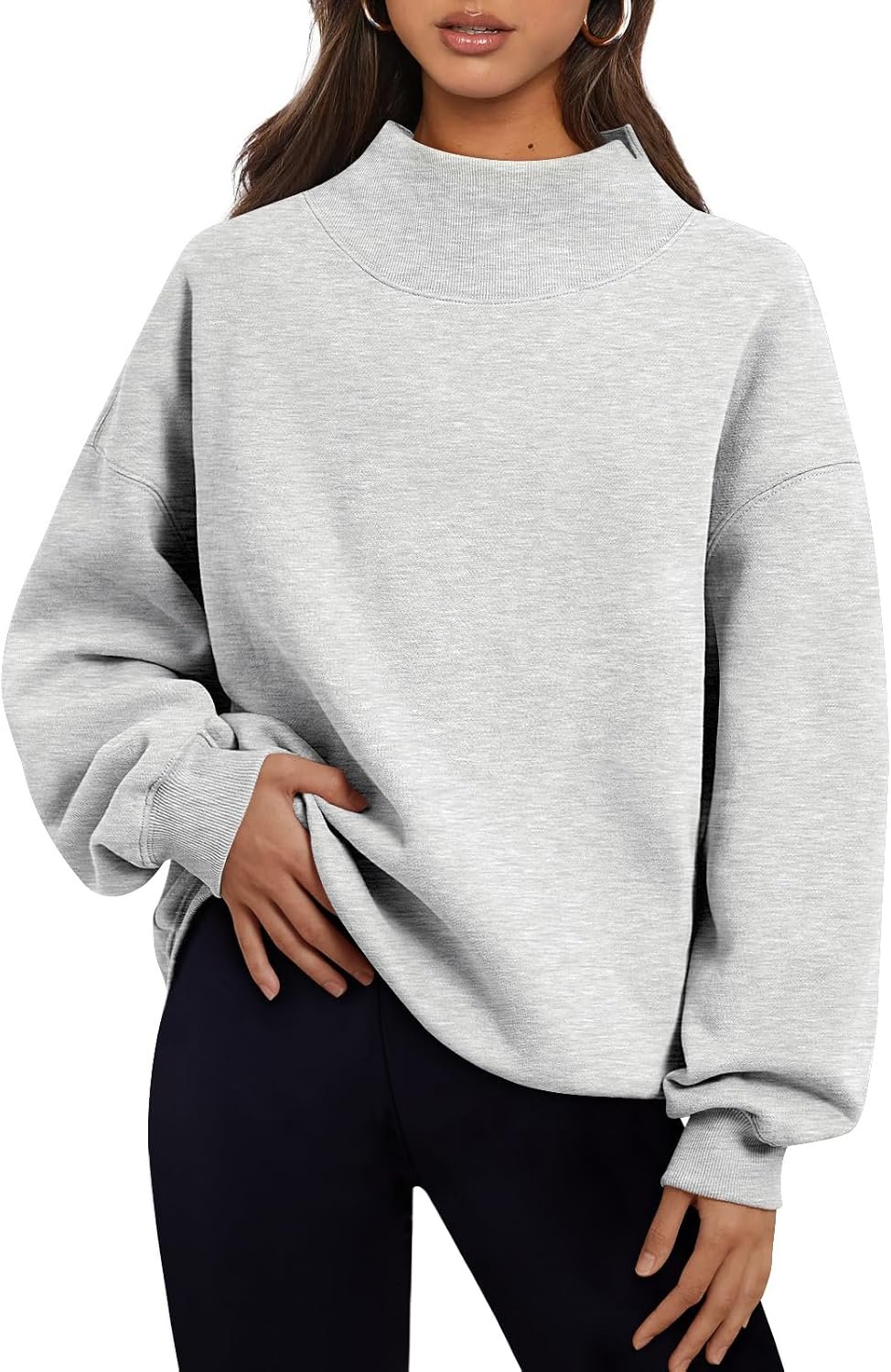 Trendy Queen Womens Oversized Sweatshirts Mock Neck Pullover Long Sleeve Tops Fall Fashion Outfits 2026 Clothes