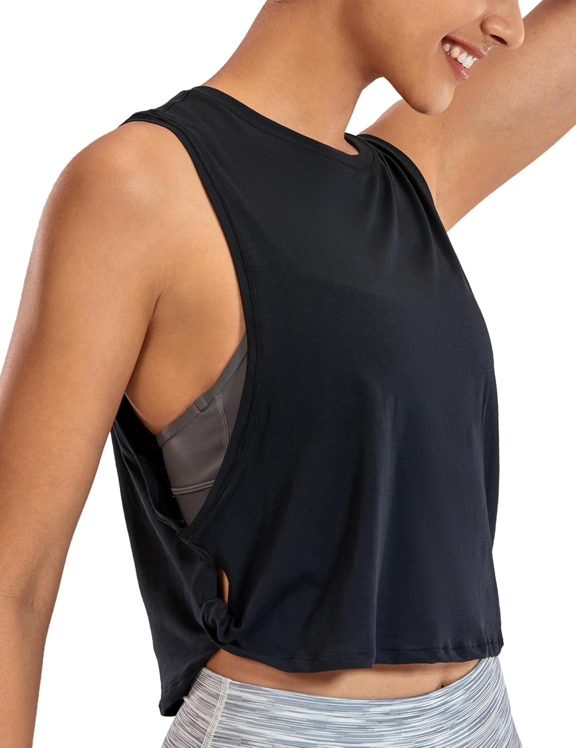 CRZ YOGA Pima Cotton Large Armhole Tank Tops for Women – Workout Sport Athletic Yoga Running Gym Loose Crop Sleeveless Shirts