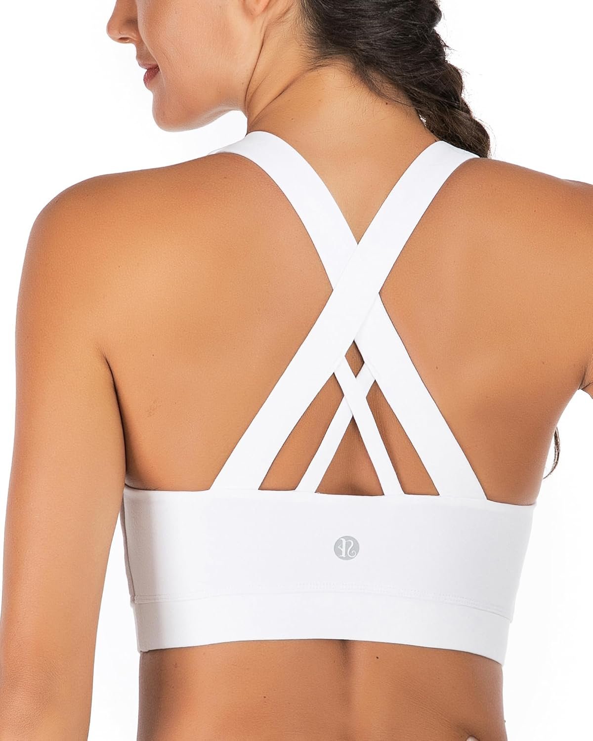 RUNNING GIRL Sports Bras for Women,Padded Strappy Sports Bras Criss-Cross Back Medium Support Sports Bras with Removable Cups