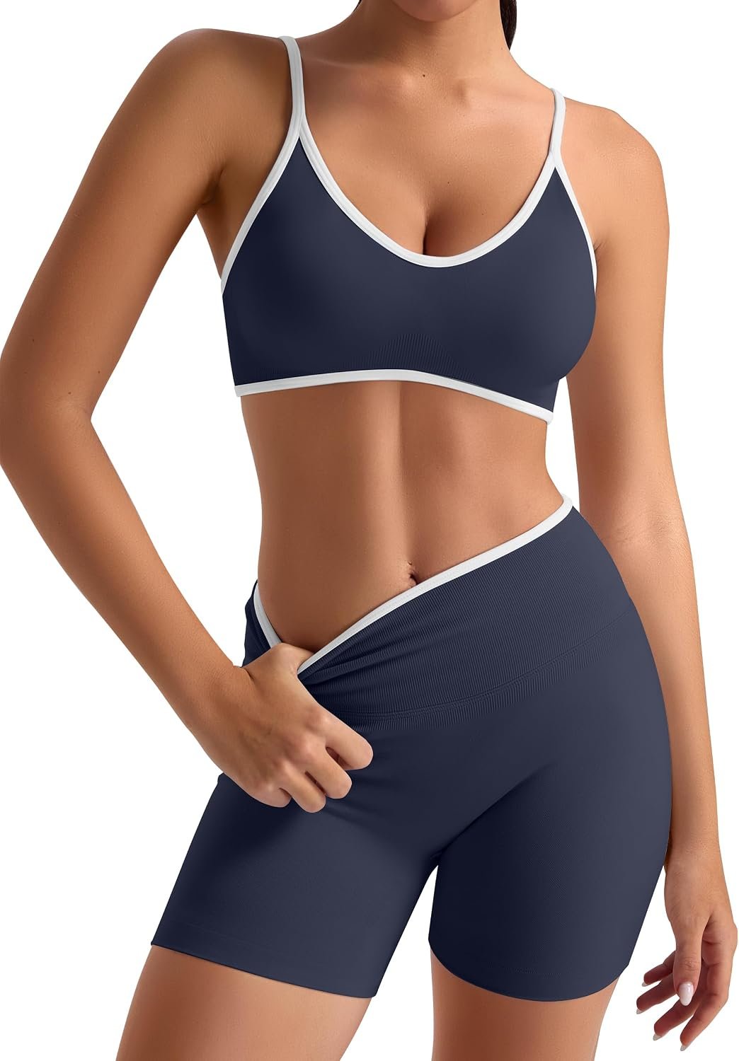 TDIFFUN Women Workout Sets 2 Piece Seamless Scrunch Butt Lifting Shorts Strappy Sports Bra Matching Set Gym Yoga Outfits