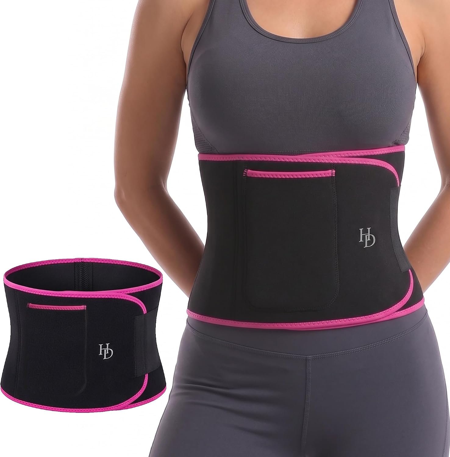 Hampton Distribution Sweat Band Waist Trimmer Trainer, Sweat Waist Trainer For Women & Men, Stomach Wraps For Belly Fat