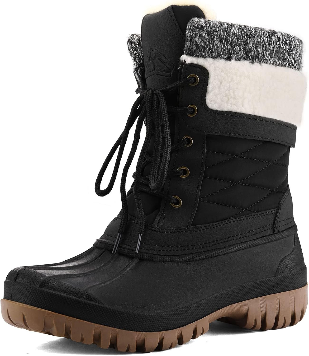 mysoft Women’s Winter Snow Boots Waterproof Insulated Mid-Calf Booties, Fur-lined Lace Up Shoes for Outdoor