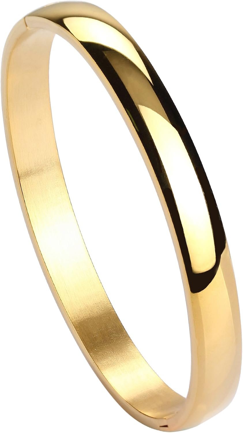 MILAKOO Womens Bangle 8MM Stainless Steel Bracelet Oval Polished Finish Cuff Bangle 6.7″