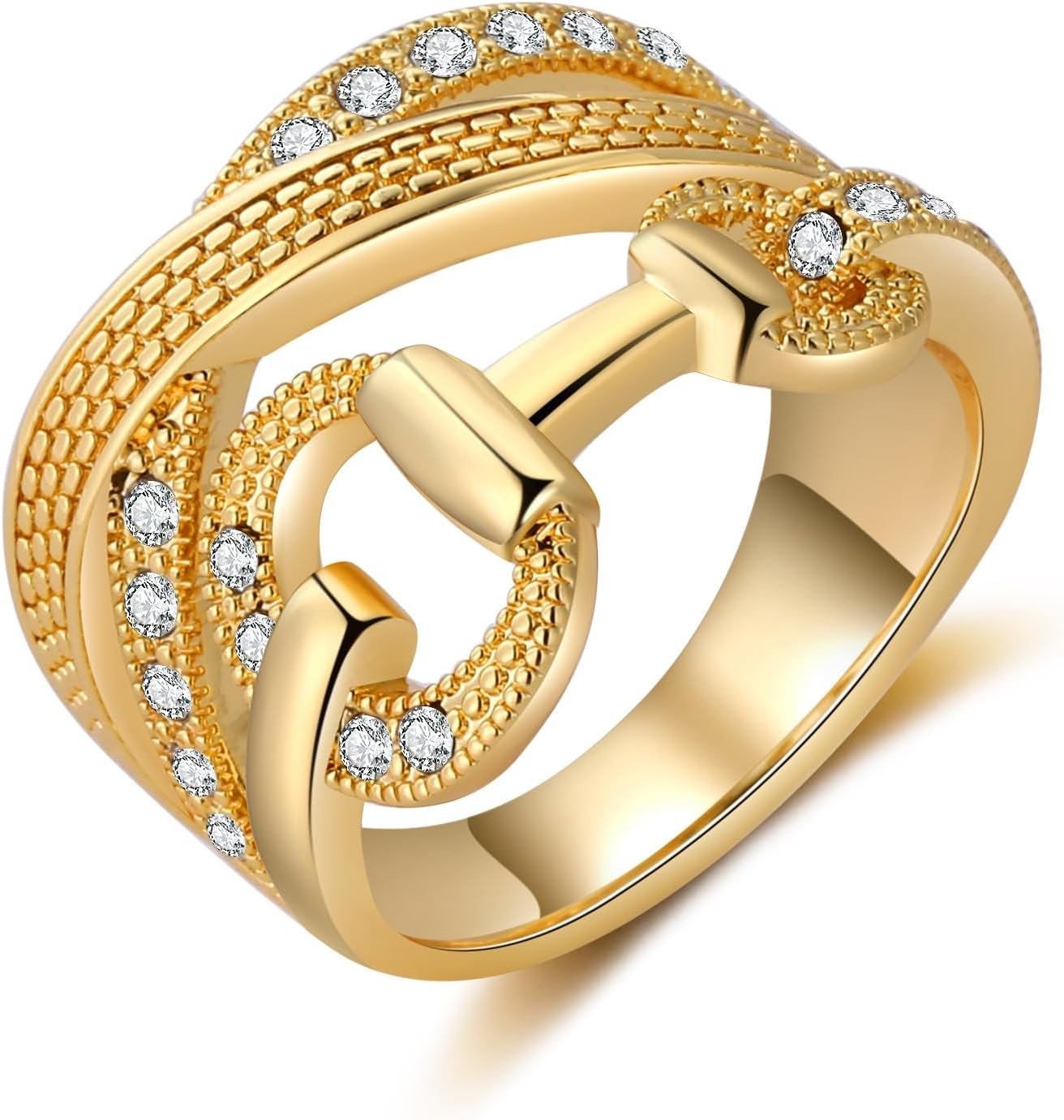 Gold Rings for Women Fashion Vintage Chunky Statement Punk Marcasite Ring Multiple Rows Band Costume Jewelry for Her