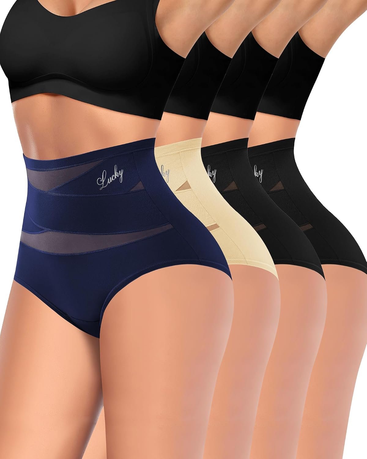 Women’s High Waisted Underwear Full Coverage Compression Briefs 4/5 Packs Panties Postpartum Comfortable