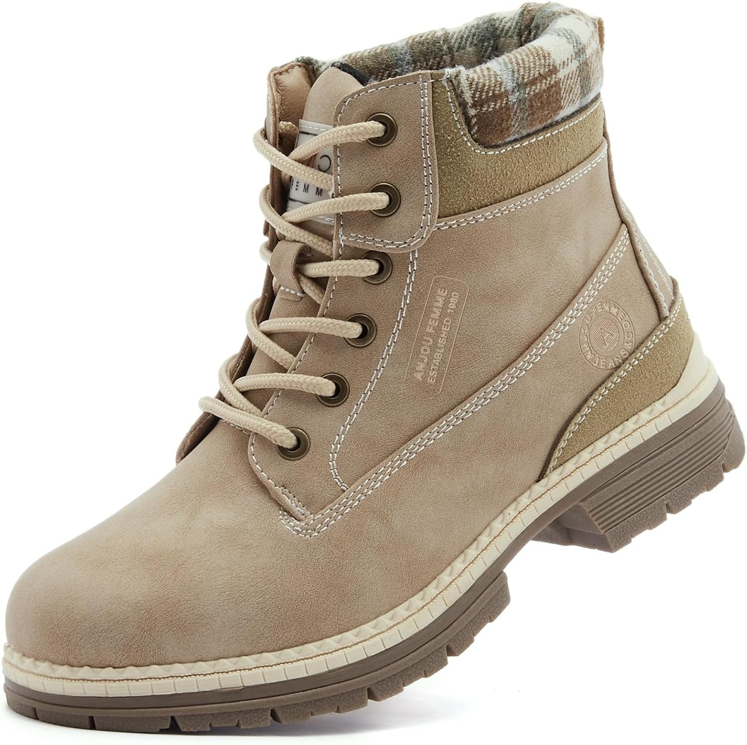 ANJOUFEMME Outdoor Hiking Boots for Women Waterproof – Womens Ankle Boots Lightweight Snow Winter Boots for Trekking Walking