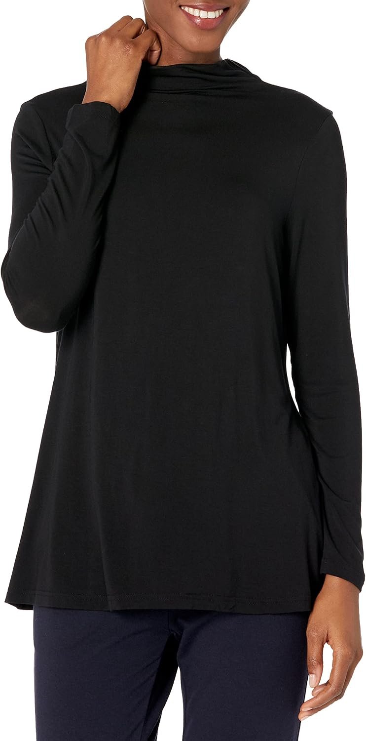 Amazon Essentials Women’s Jersey Long-Sleeve Mock Neck Swing Tunic