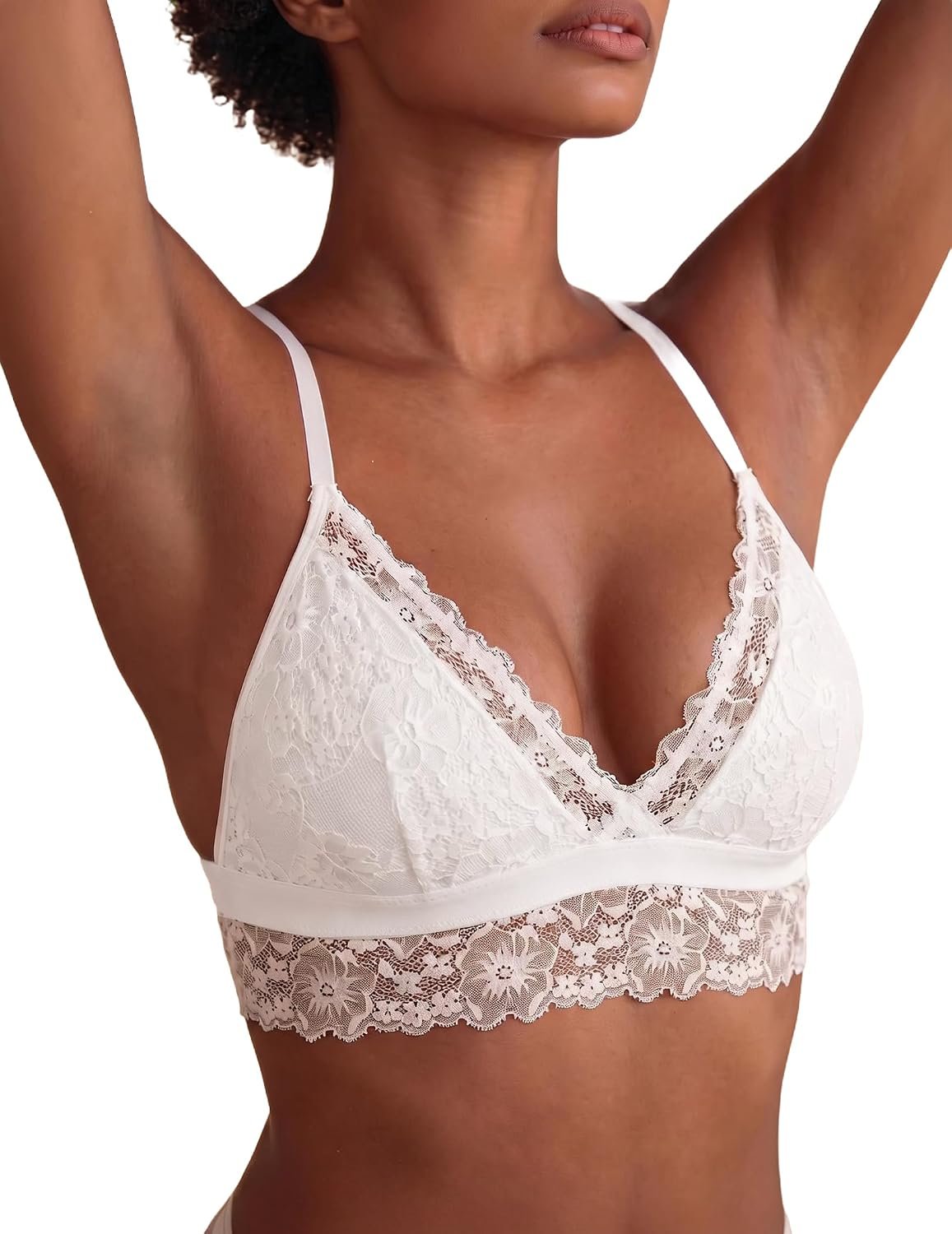 Avidlove Lace Bralette for Women Sexy Wireless Bralettes Non Padded Bralette V Neck Minimizer Lingerie