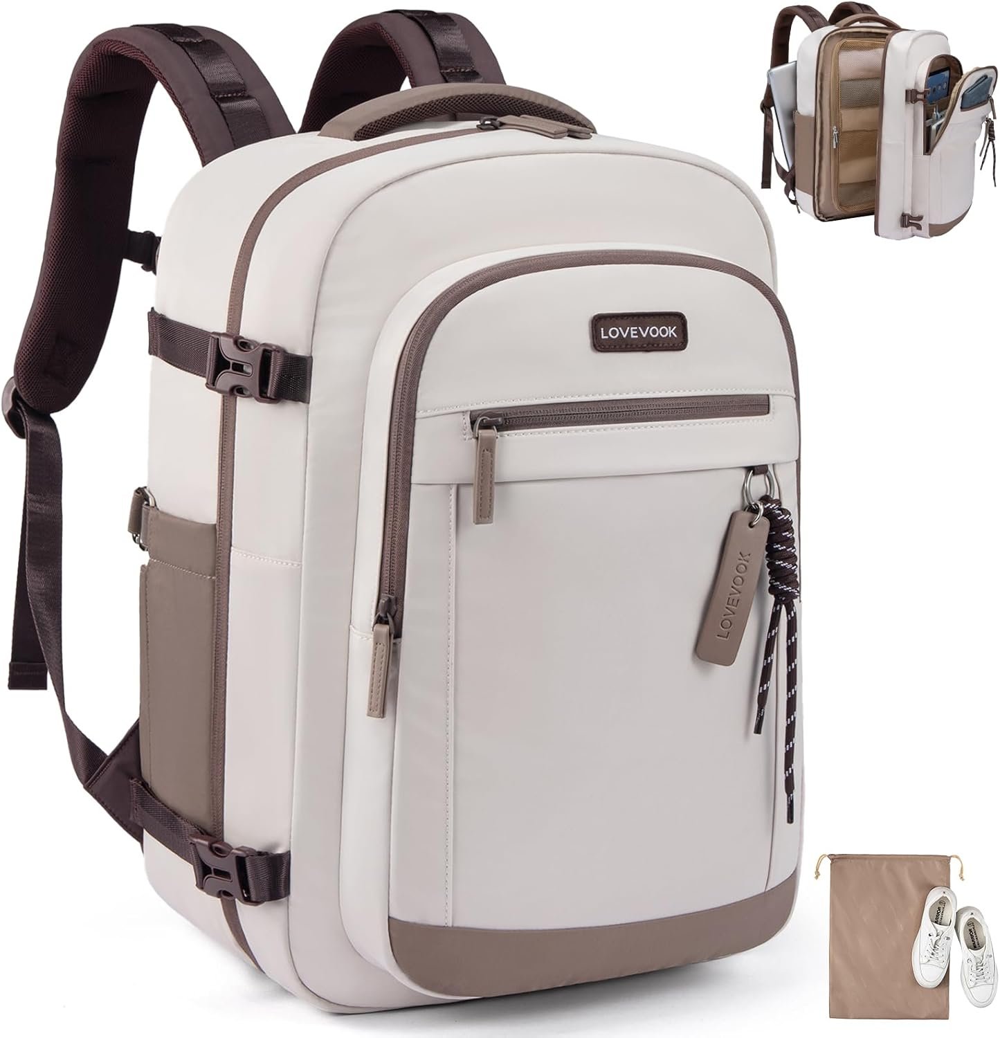 LOVEVOOK 40L Travel Backpack for Women, Airline Approved Carry On Luggage, TSA Personal Item Bag fits 15.6 Inch Laptop, Weekender Overnight Suitcase for Work