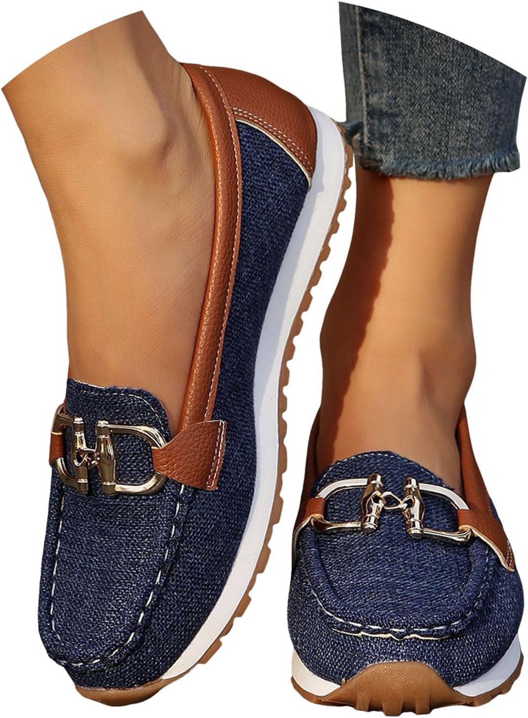 Women’s Casual Loafers Comfortable Slip On Shoes Orthopedic Sneakers for Women Arch Support Footwear Business Non-Slip Walking Boat Shoes Fashion Sneakers Retro Lightweight Loafers