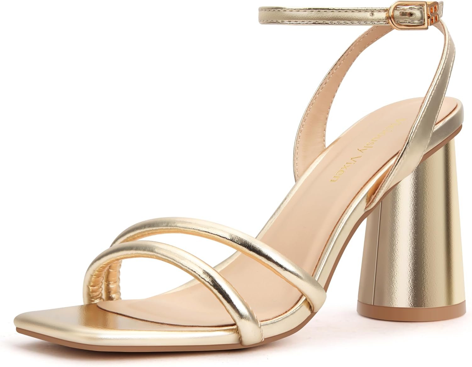 Women’s Block High Heels Square Toe Heeled Sandals Ankle Strap Shoes