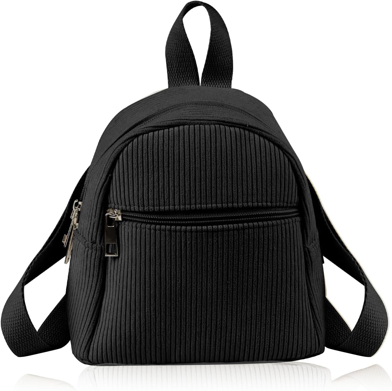 Cute Mini Backpacks, Corduroy Tiny Backpack Small Backpack for Women and Girls, Portable Ladies Backpacks (black)