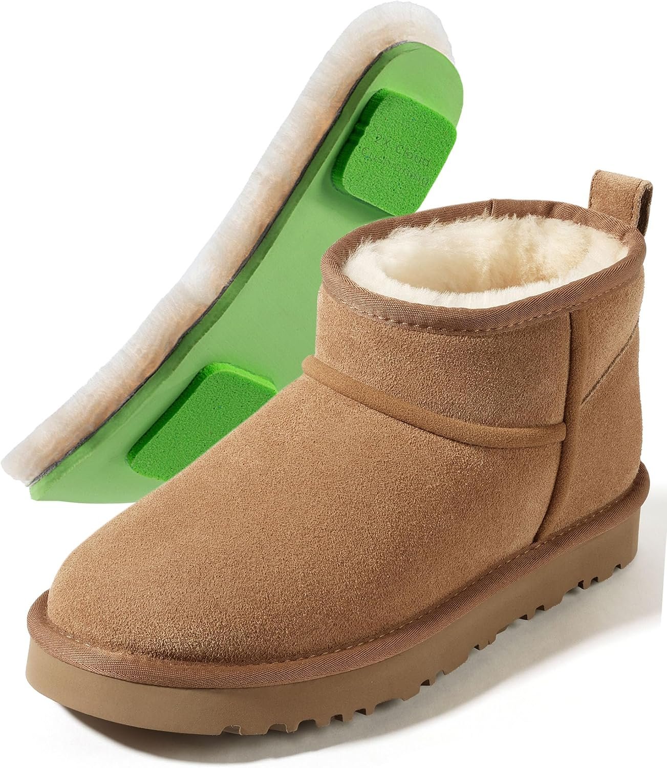 Mel&Syd 100% Australian Sheepskin Mini Boots with Arch Support Options – Warm Down to -22°F (-30°C) Thermal Ankle Booties – Waterproof Suede & Breathable Winter Shoes for Urban Commute & Office Wear