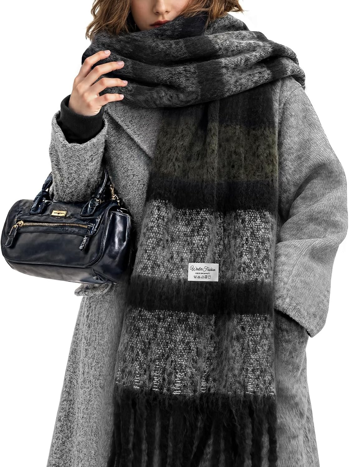Premillow Women’s Mohair Winter Scarf Pure Color, Warm Winter Scarf for Women and Men, Soft Luxurious Cashmere Feel Scarfs
