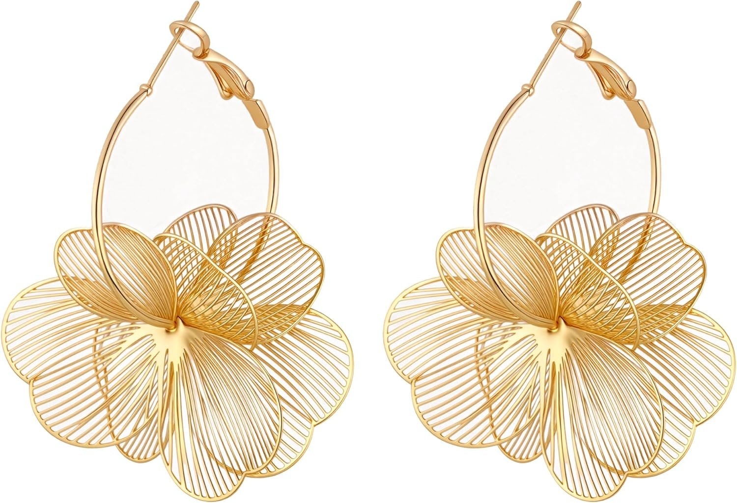 Dangle Flower Earrings for Women Statement Trendy Hoop Earring Floral Drop Earrings Jewelry