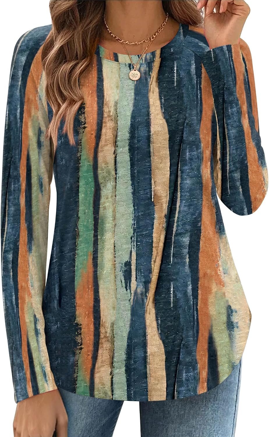 Zeagoo Long Sleeve Shirts for Women Crew Neck Casual Fall Fashion Blouses Basic Tunic Tops Dressy Work Clothes