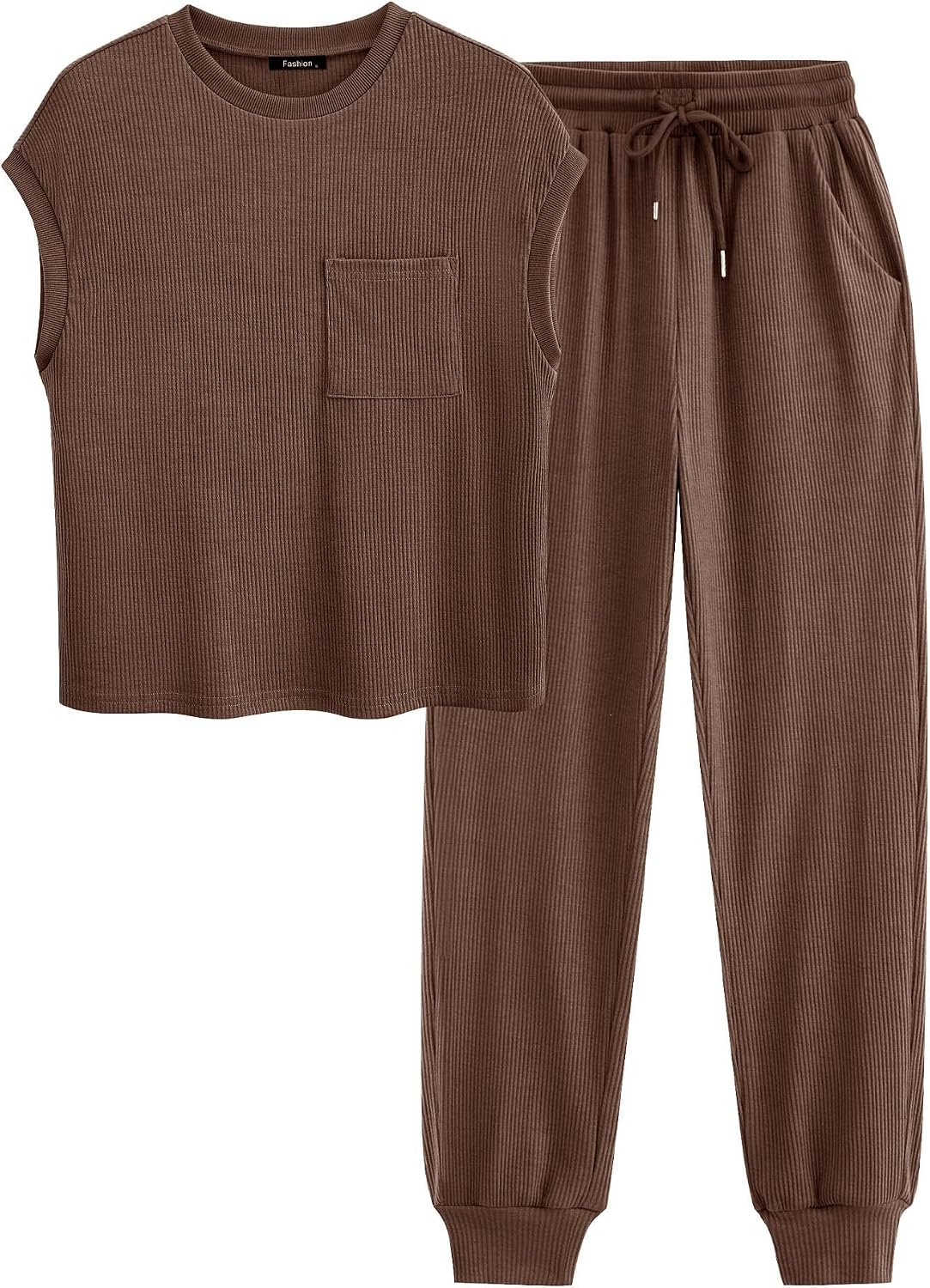 BTFBM Women’s Two Piece Tracksuit Outfits Summer Short Sleeve Tops Long Pants Jogger Lounge Matching Sets Sweatsuit
