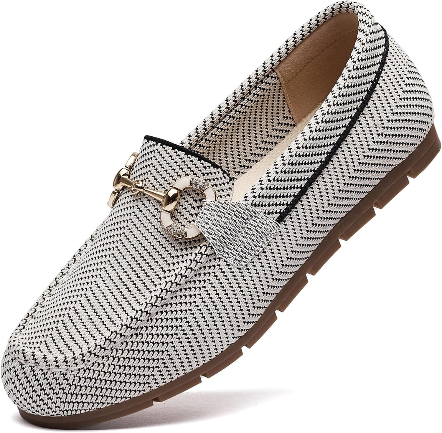 Women’s Knit Slip On Loafers – Breathable Mesh Flats with Memory Foam Insole & Arch Support, Non-Slip Comfortable Shoes for Work Office Commute, Driving, Casual Daily Walking (Wide Foot Friendly)