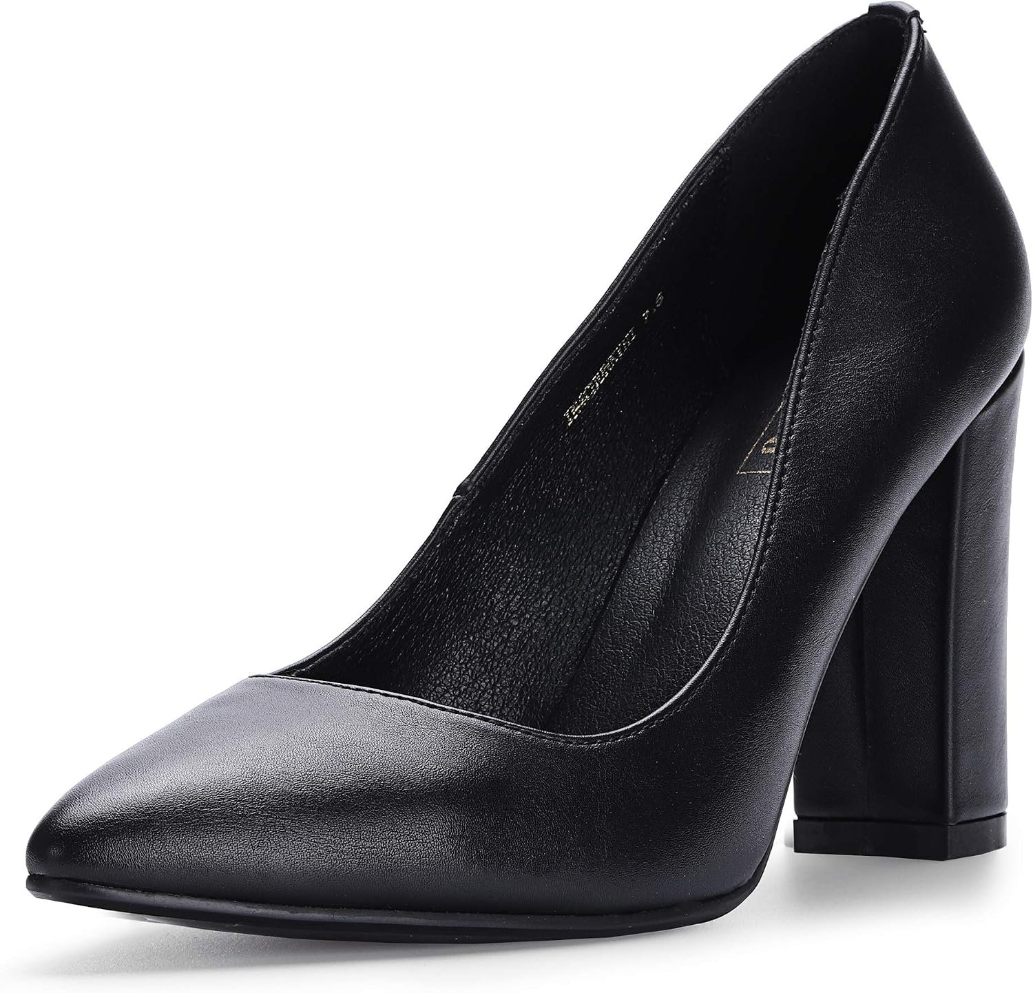 IDIFU Women’s IN4 Chunky-HI Block High Heels Closed Pointed Toe Pumps Dress Office Shoes for Women