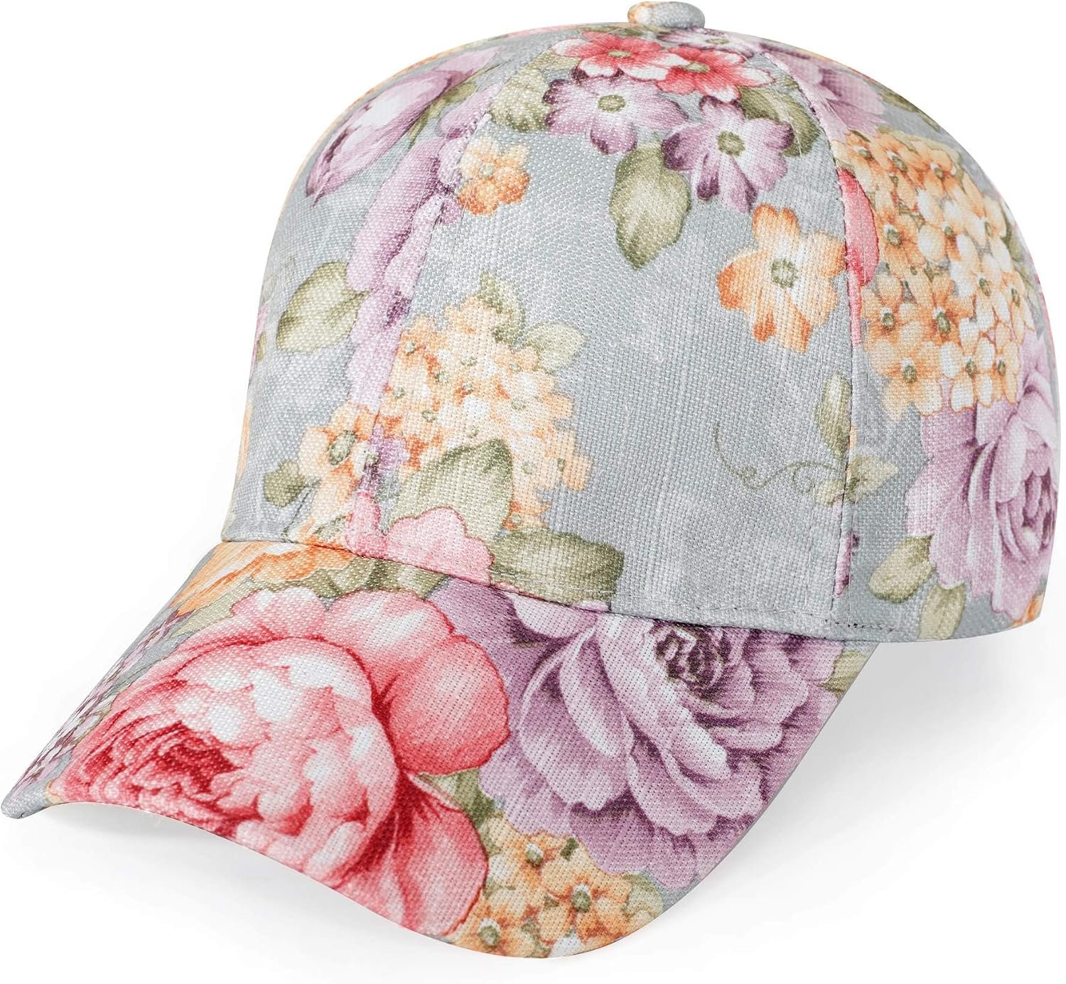 ZLYC Women Fashion Floral Print Baseball Cap Hawaiian Adjustable Snapback Dad Hat