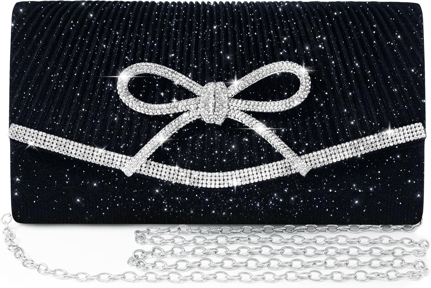 Evening Bag Clutch Purses for Women,Sparkly Bow Handbags Crossbody Bag Wedding Bag Glitter Rhinestone Party
