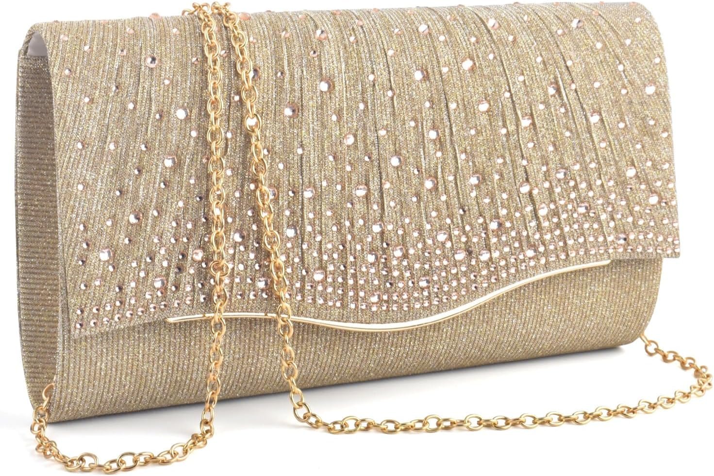 TINDTOP Clutch Purses for Women, Formal Evening Bags Suede Shoulder Envelope Party Handbags Wedding Cocktail Prom Clutches