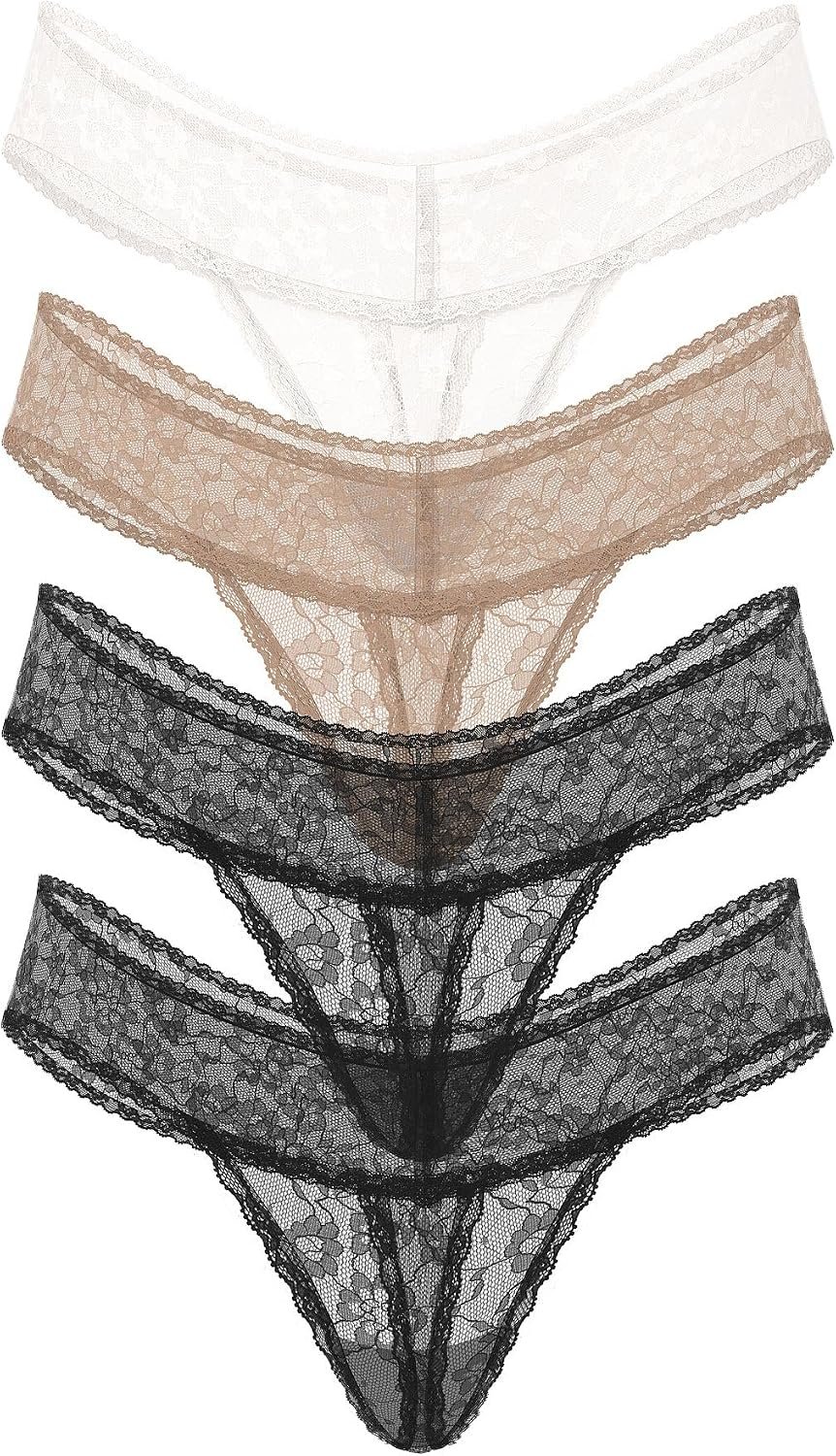 Victoria’s Secret Women’s Lace Thong Underwear, Panties for Women, Multi Pack