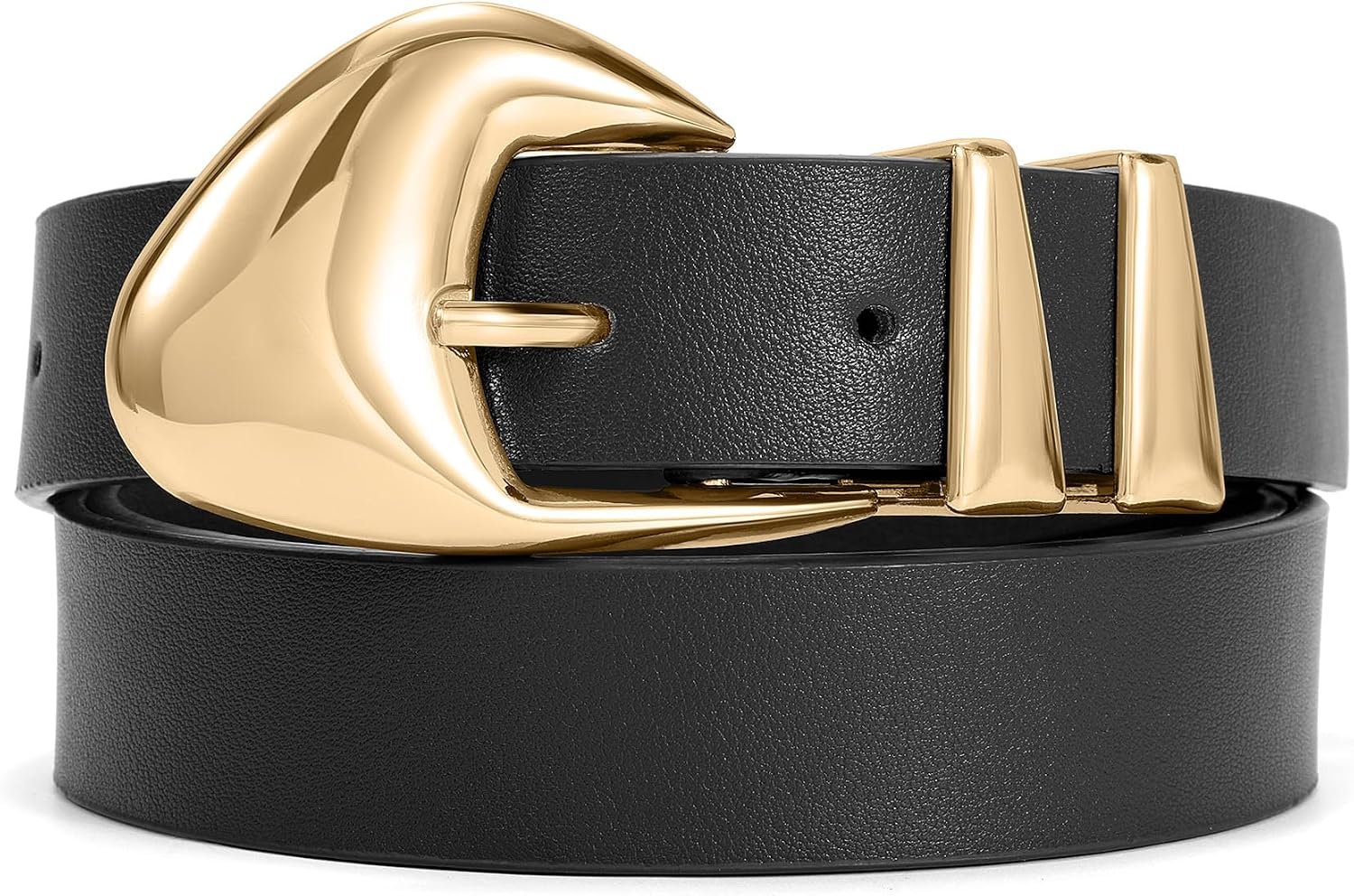 XZQTIVE Women’s Leather Belts for Jeans Dress Pants Black Brown Belts for Women Ladies Waist Belts with Gold Buckle