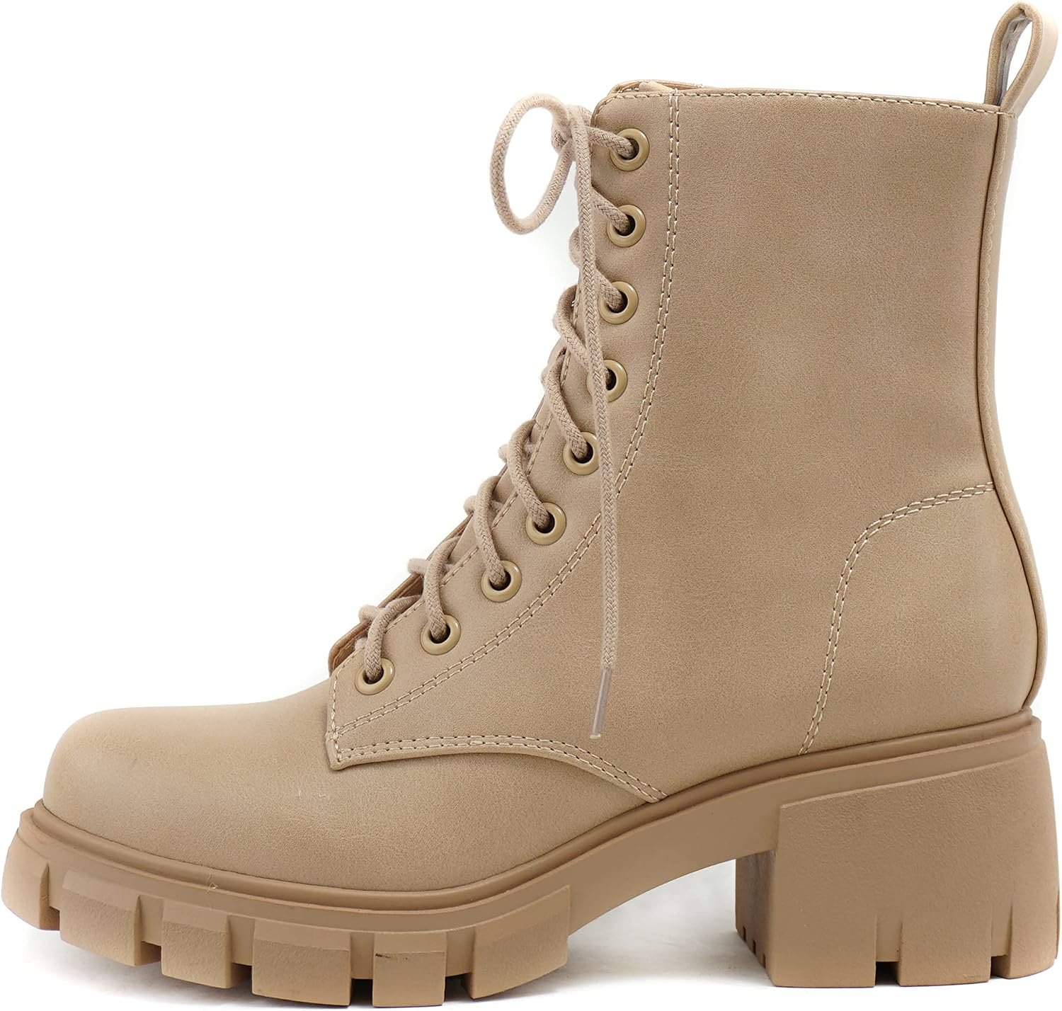 Soda TUNDRA ~ Women Lug Sole Lace up Fashion Combat Ankle Boot w/Side Zipper