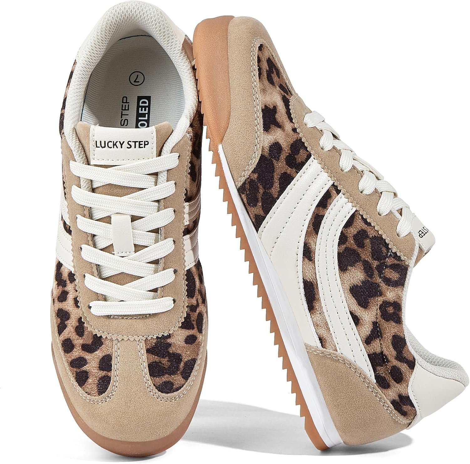 LUCKY STEP Women’s Fashion Sneakers Thin Sole Lace up Tennis Shoes Lightweight Walking Running Gym Workout Classic Retro Footwear Anti Slip Trainers