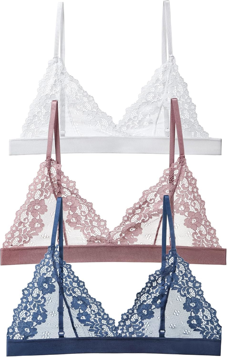Womens Bra No Underwire Lace Unlined Demi Triangle Bralettes