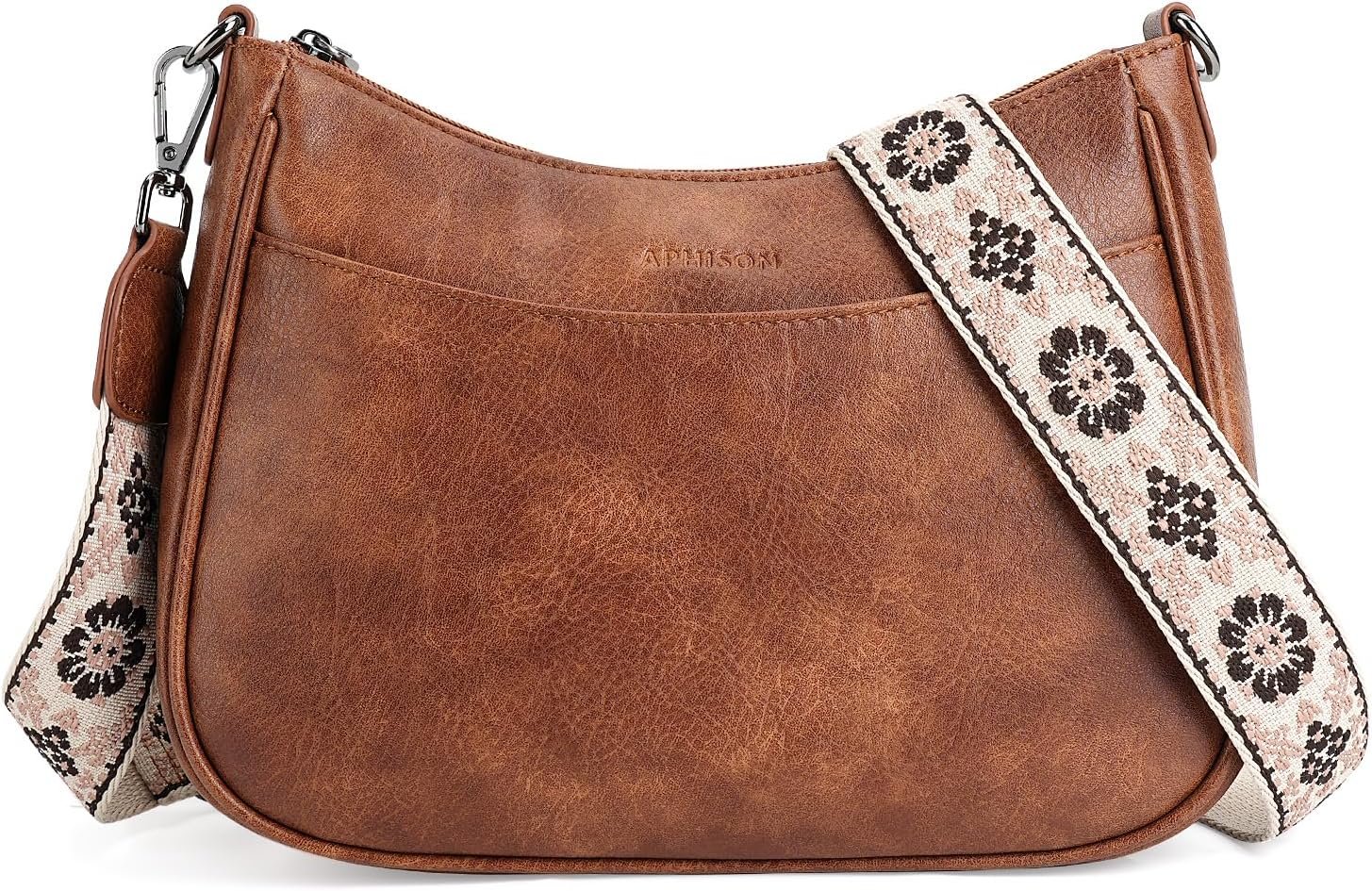 APHISON Trendy Leather Crossbody Purse with Adjustable Strap, Women’s Shoulder Handbag